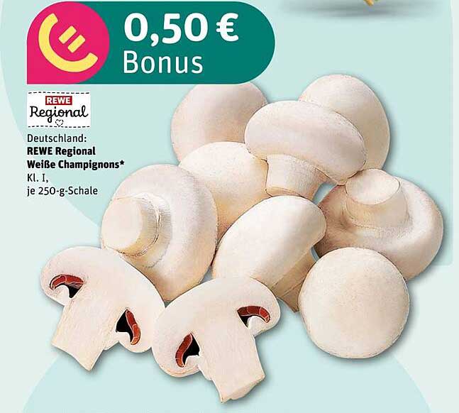 REWE Regional Weiße Champignons* Kl. I, je 250-g-Schale