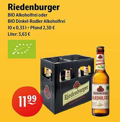 Riedenburger BIO Alkoholfrei oder BIO Dinkel-Radler Alkoholfrei 10 x 0,33l