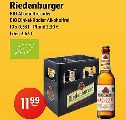 Riedenburger BIO Alkoholfrei oder BIO Dinkel-Radler Alkoholfrei