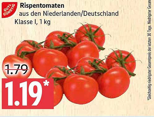 Rispentomaten aus den Niederlanden/Deutschland, Klasse I, 1 kg