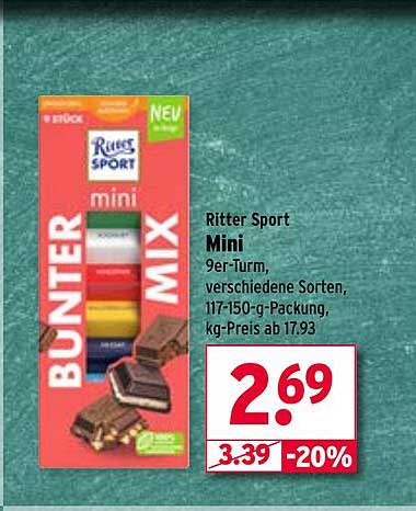 Ritter Sport Mini - Bunter Mix 9er-Turm