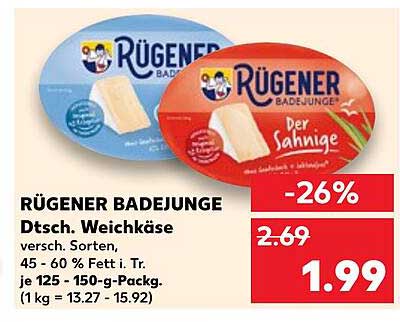 RÜGENER BADEJUNGE Dtsch. Weichkäse -25% auf verschiedene Sorten