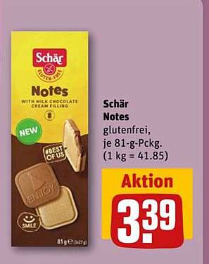 Schär Notes - glutenfrei mit Milch-Schokoladen-Cremefüllung