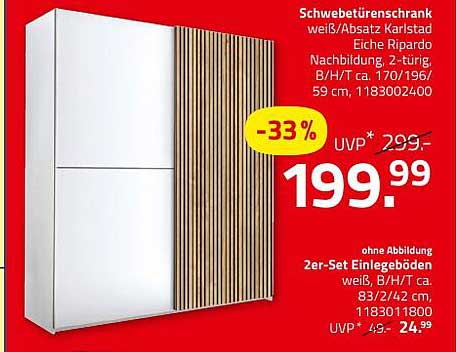 Schwebetüren-Schrank weiß/Eiche Ripardo
