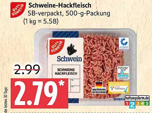 Schweine-Hackfleisch SB-verpackt, 500-g-Packung