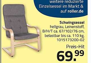 Schwingsesssel hellgrau aus Leinenstoff