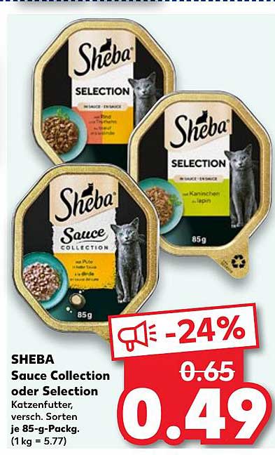 SHEBA Sauce Collection oder Selection Katzenfutter, verschieden, je 85-g-Pack.