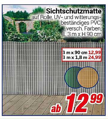 Sichtschutzmatte auf Rolle - UV- und witterungsbeständiges PVC