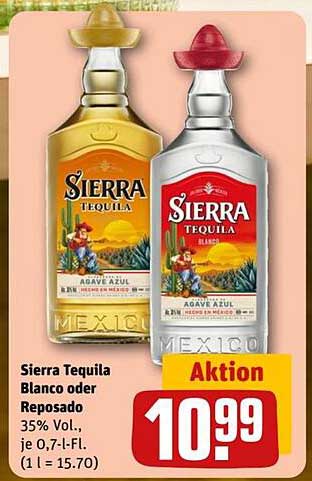 Sierra Tequila Blanco oder Reposado 0,7 L für 10,99 €