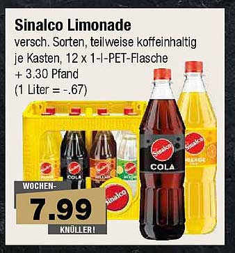 Sinalco Limonade – verschiedene Sorten im Kasten