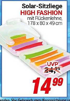 Solar-Sitzliege HIGH FASHION mit Rückenlehne