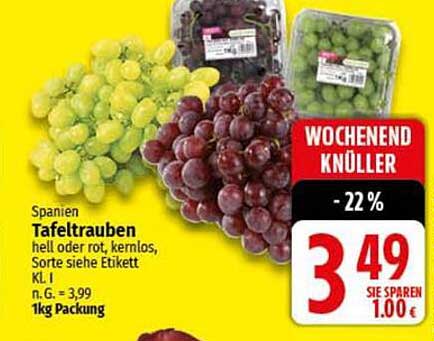 Spanische Tafeltrauben – hell oder rot, kernefrei