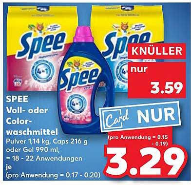 SPEE Voll- oder Colorwaschmittel - 1,14 kg Pulver oder 990 ml Gel