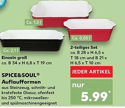 SPICE&Soul® Auflaufformen – 2-teiliges Set und Einzelne große Form