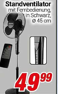 Standventilator mit Fernbedienung, in Schwarz, Ø 45 cm
