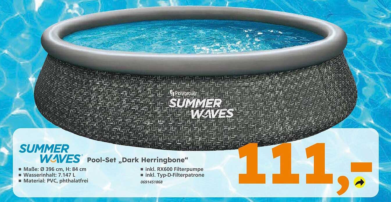 Summer Waves Pool-Set "Dark Herringbone"
