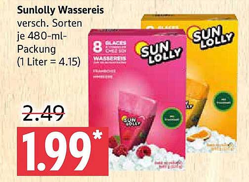 Sunlolly Wassereis - verschiedene Sorten je 480-ml-Packung