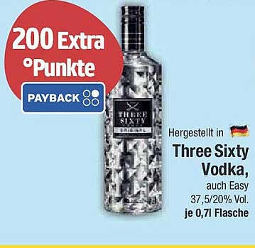 Three Sixty Vodka 0,7l - Hochwertiger Genuss für besondere Anlässe