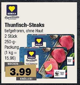 Thunfisch-Steaks tiefgefroren, ohne Haut