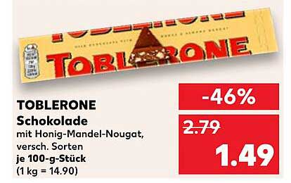 TOBLERONE Schokolade mit Honig-Mandel-Nougat, versch. Sorten