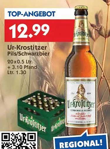 Ur-Krostitzer Pils/Schwarzbier - 20 x 0,5 L für nur 12,99 €