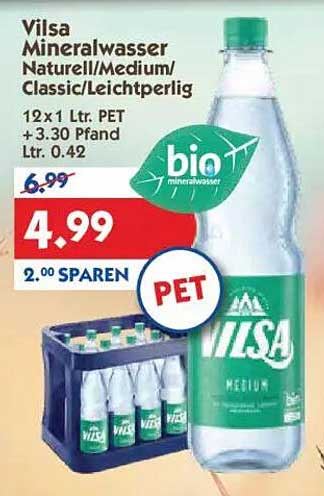 Vilsa Mineralwasser Naturell/Medium/Classик/Leichtperlig 12x1Ltr.