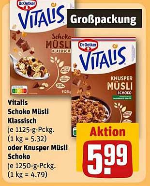 Vitalis Schoko Müsli Klassisch oder Knusper Müsli Schoko – Großpackung