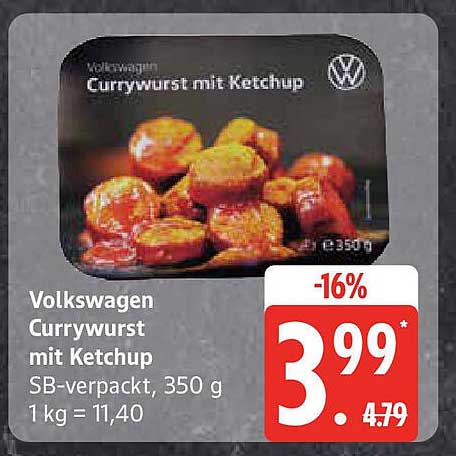 Volkswagen Currywurst mit Ketchup