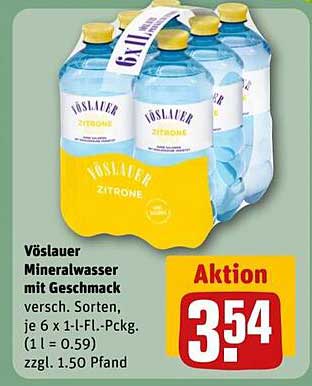 Vöslauer Mineralwasser mit Geschmack - Zitrone, 6 x 1l-Package