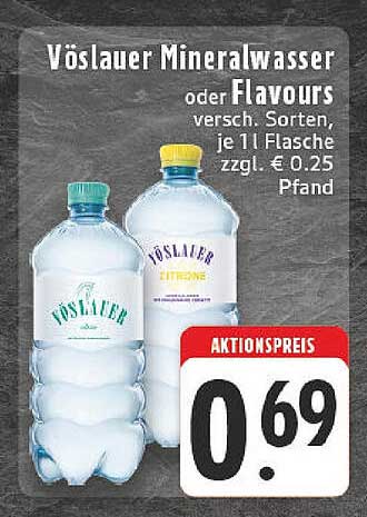 Vöslauer Mineralwasser oder Flavours, verschiedene Sorten