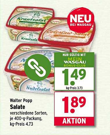Walter Popp Salate – verschiedene Sorten, je 400-g-Packung