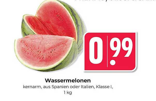 Wassermelonen, kernarm, aus Spanien oder Italien, Klasse I, 1 kg