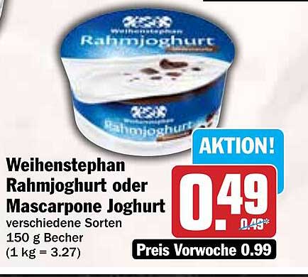 Weihenstephan Rahmjoghurt oder Mascarpone Joghurt 150 g Becher