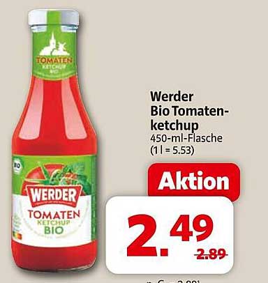 Werder Bio Tomatenketchup 450-ml-Flasche (1l = 5.53)