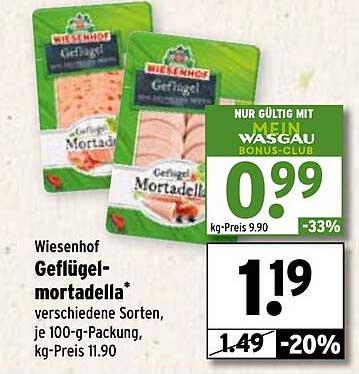 Wiesenhof Geflügelmortadella - verschiedene Sorten, je 100-g-Packung