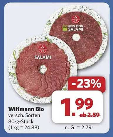 Wiltmann Bio Salami 80-g-Stück - Verschiedene Sorten