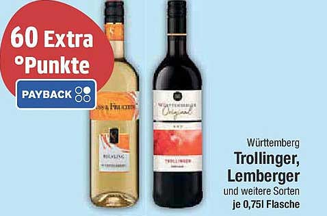 Württemberg Trollinger, Lemberger und weitere Sorten je 0,75l Flasche