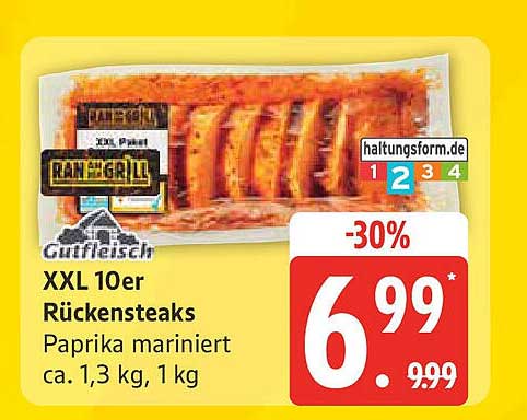 XXL 10er Rückensteaks Paprika mariniert ca. 1,3 kg