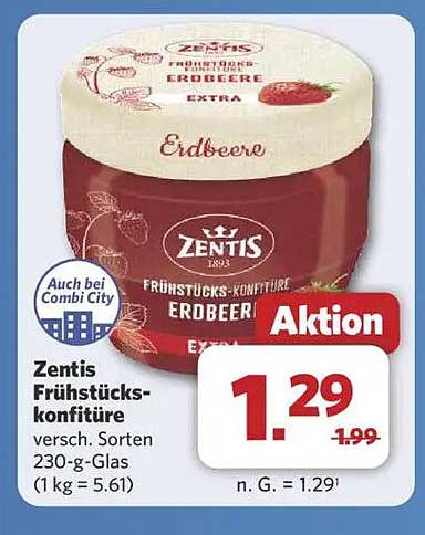 Zentis Frühstücks-Konfitüre Erdbeere 230-g-Glas