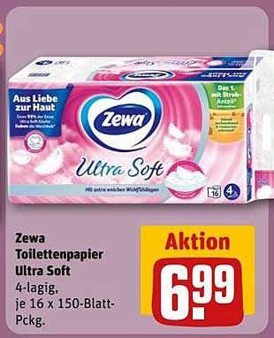 Zewa Toilettenpapier Ultra Soft 4-lagig, je 16 x 150-Blatt-Packung