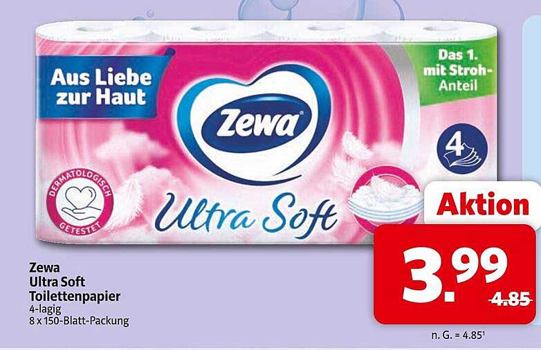 Zewa Ultra Soft Toilettenpapier 4-lagig - 8 x 150-Blatt-Packung