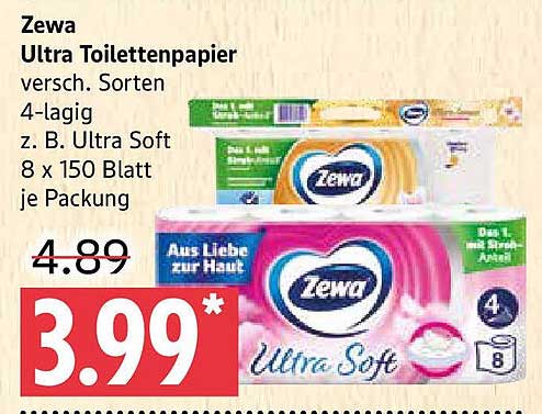 Zewa Ultra Toilettenpapier 8 x 150 Blatt