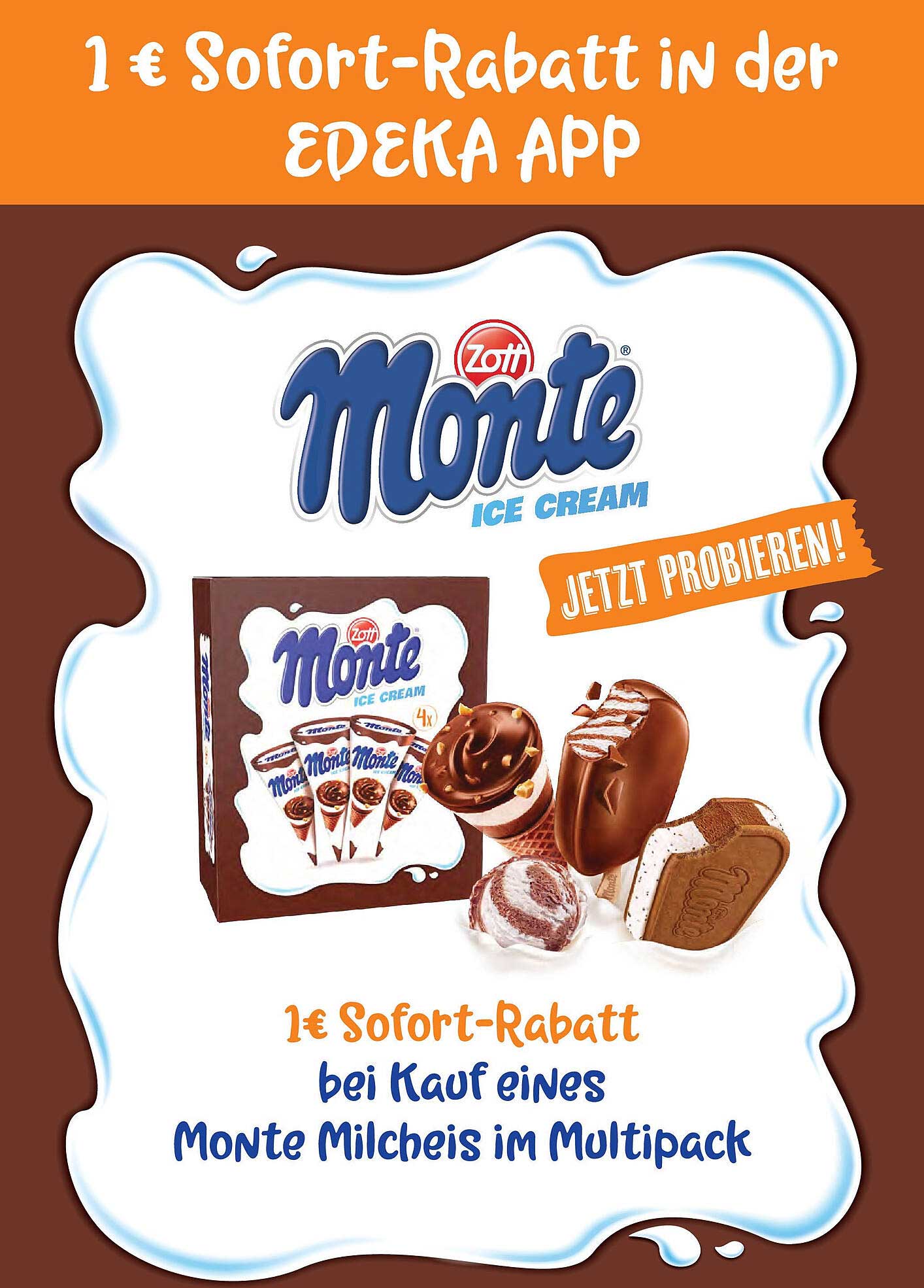 Zott Monte Eiscreme Multipack - 1 € Sofort-Rabatt