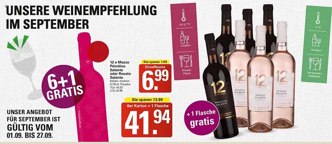 12 e Mezzo Primitivo Salento oder Rosato Salento