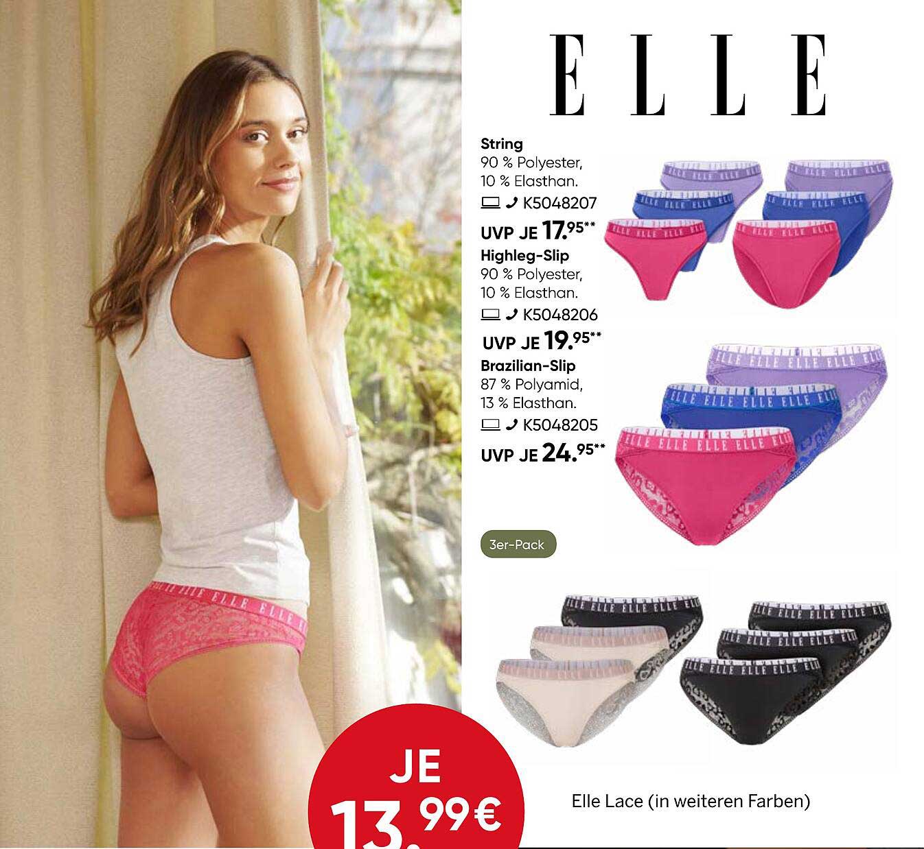 3er-Pack ELLE Slips - Stil trifft auf Komfort