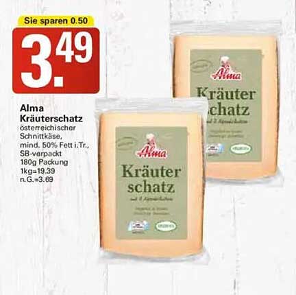 Alma Kräuterschatzt - Österreichischer Schnittkäse (180g)