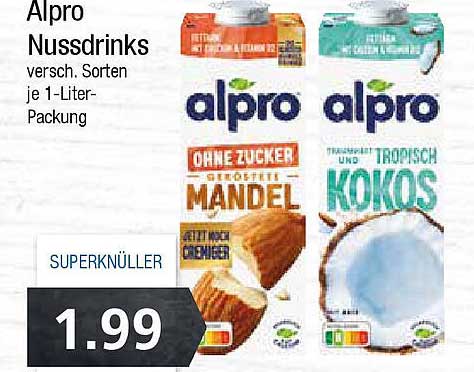 Alpro Nussdrinks, verschiedene Sorten je 1-Liter-Packung