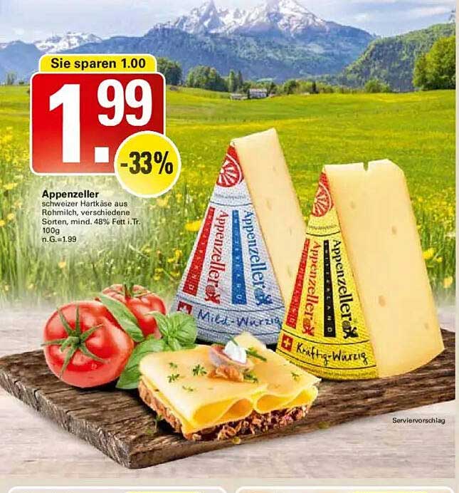 Appenzeller Schweizer Hartkäse aus Rohmilch – verschiedene Sorten