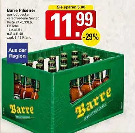 Barre Pilsener Kiste 24 x 0,33 L Flasche