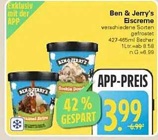 Ben & Jerry's Eiscreme - verschiedene Sorten gefrostet